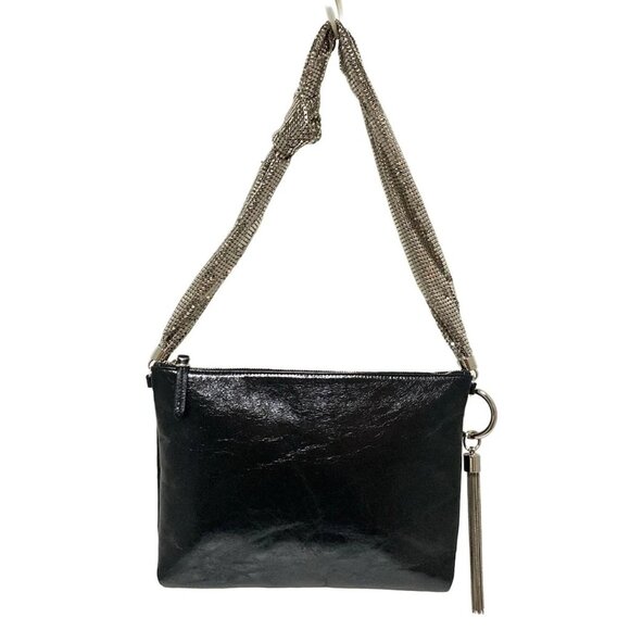 Auth JIMMY CHOO - Black Silver Leather Hardware Shoulder Bag - Picture 1 of 8